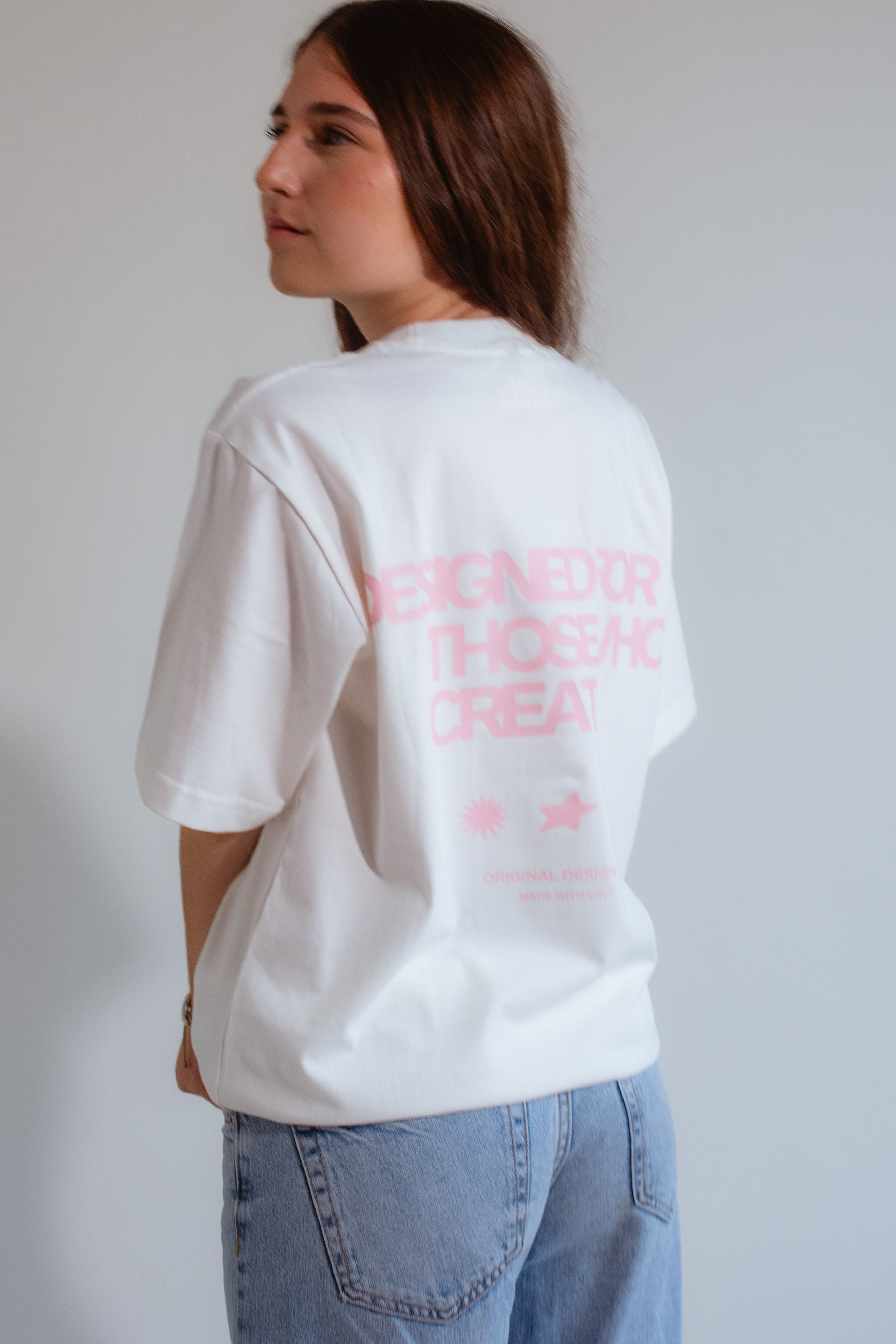 Designed Pink Oversized Shirt
