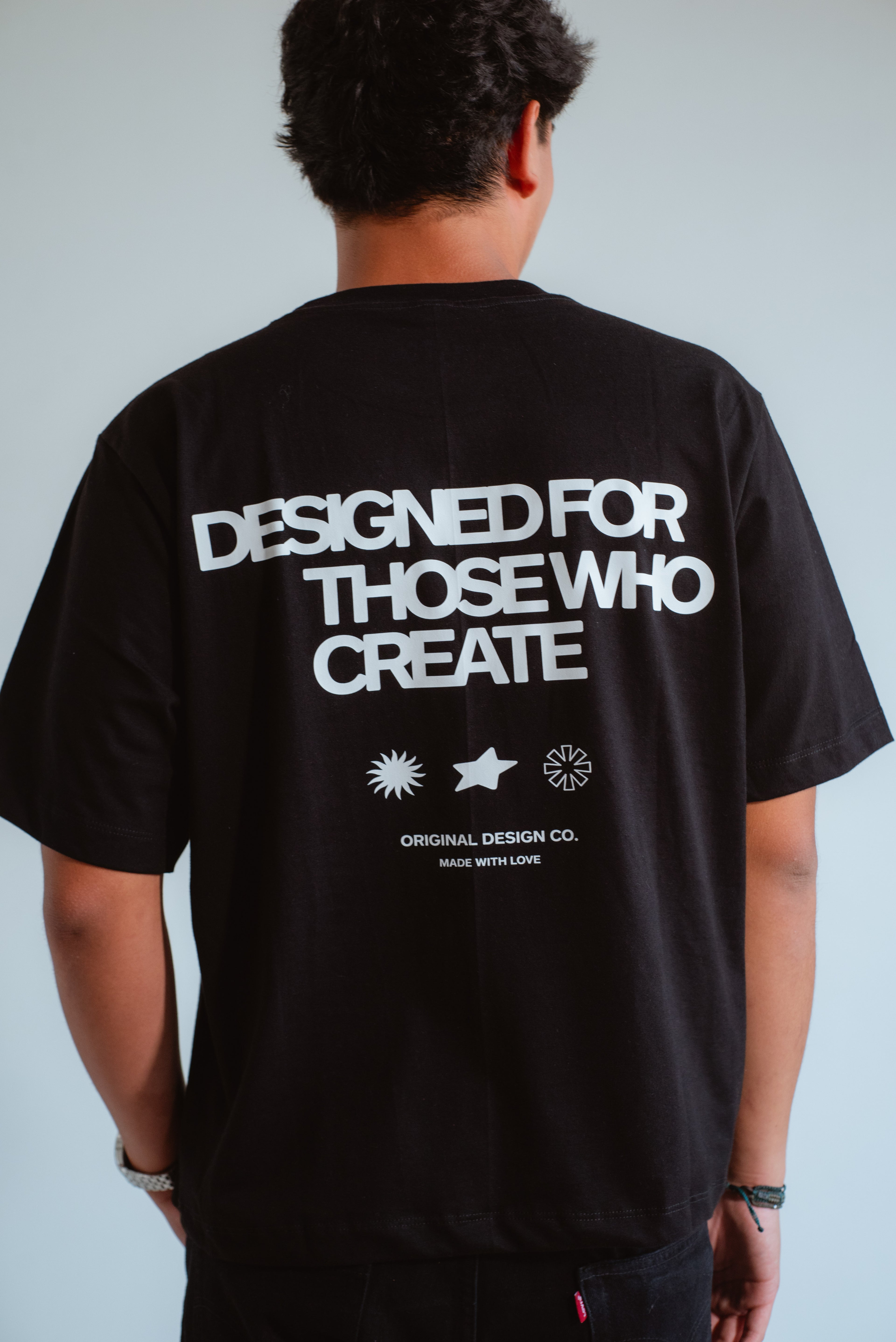 Designed Black Oversized Shirt