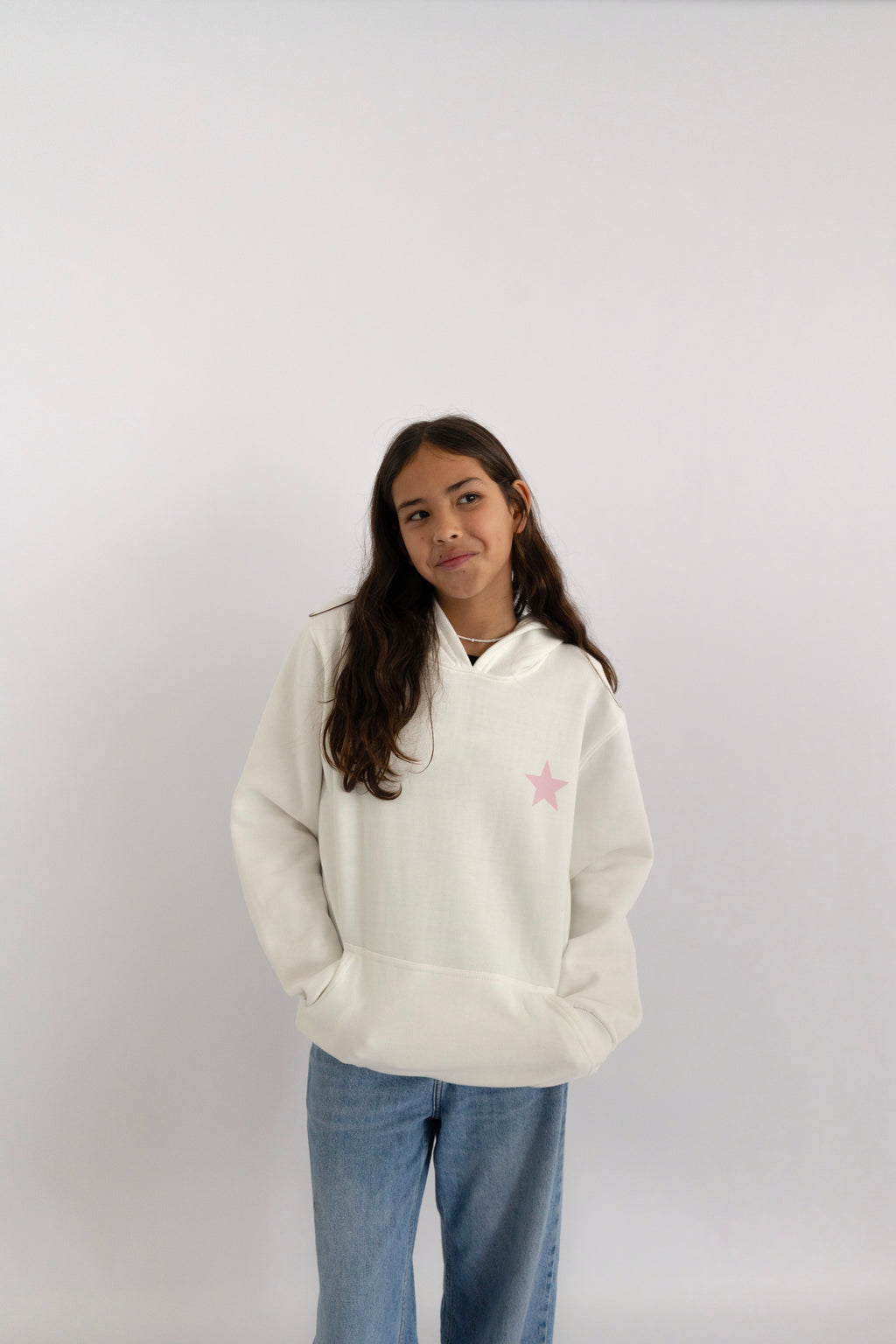 Pink Star White Hoodie
