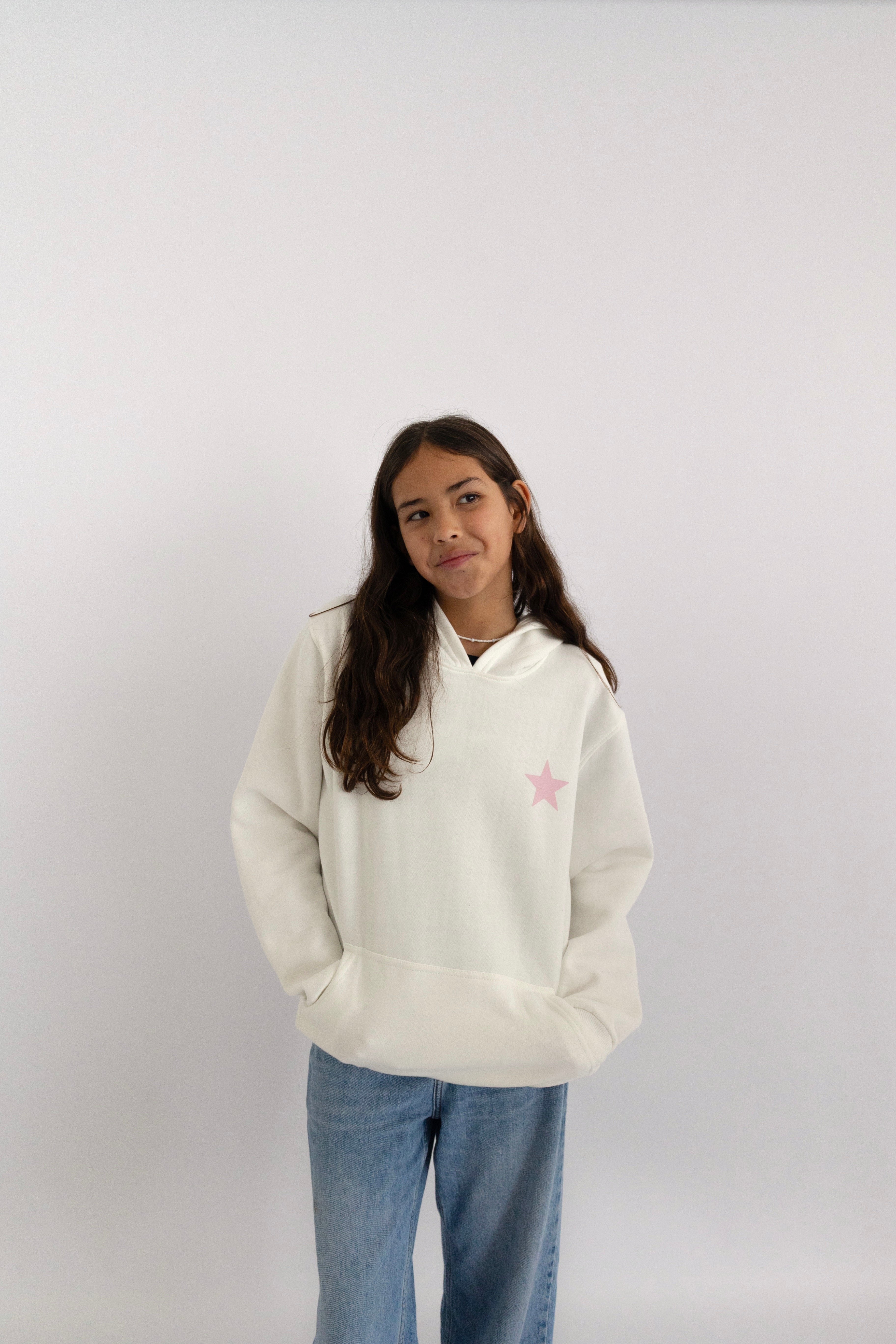Pink Star White Hoodie