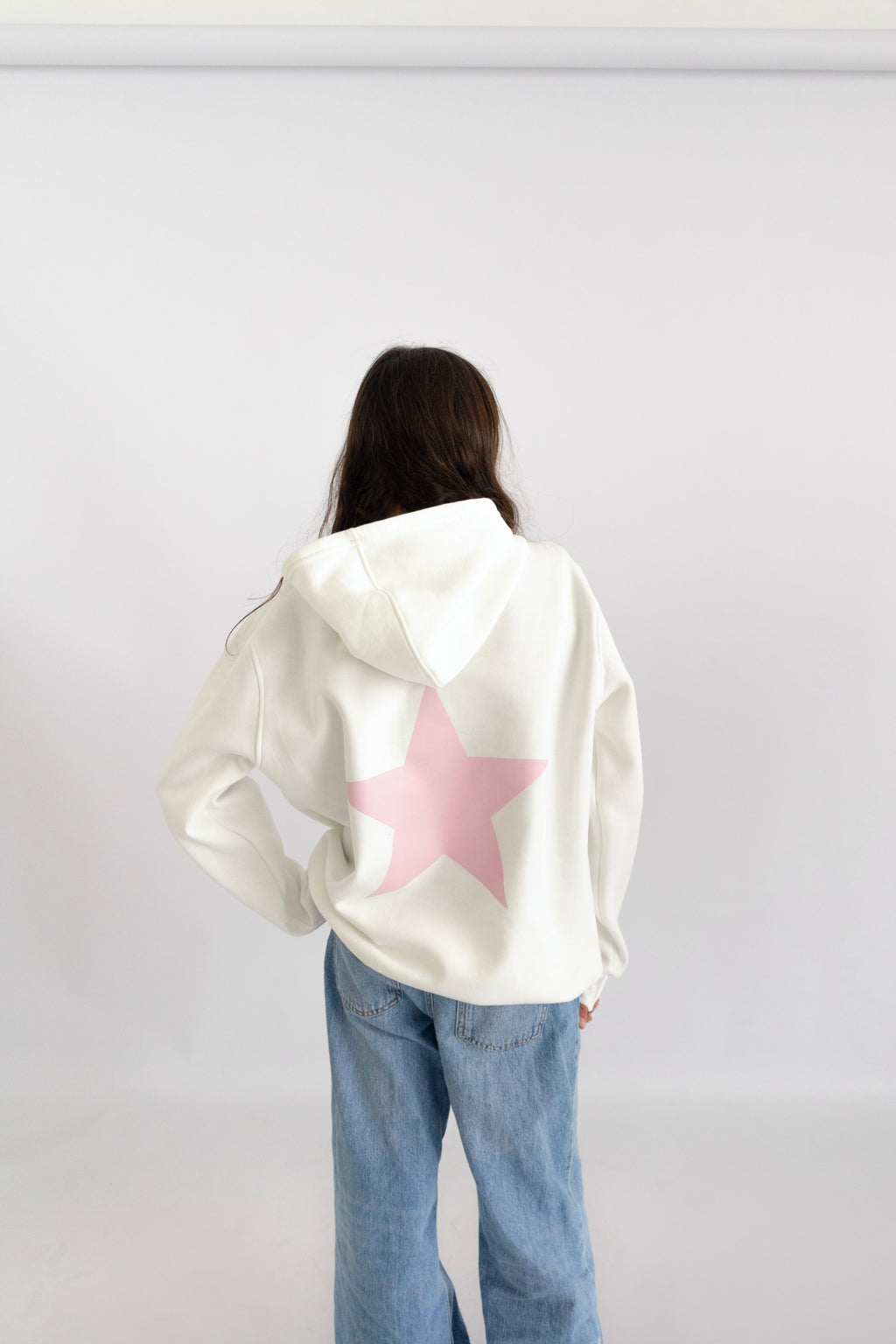 Pink Star White Hoodie