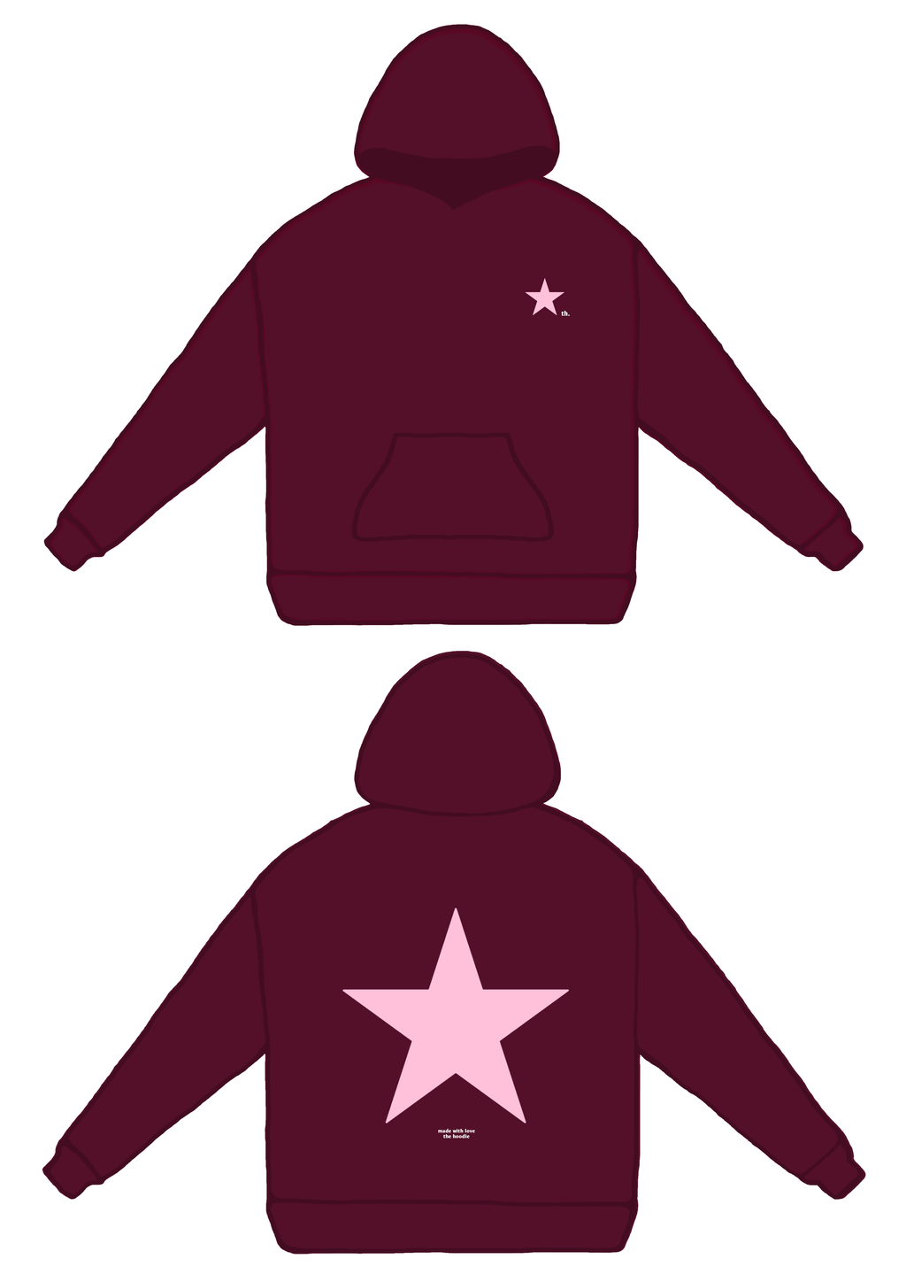 Pink Star Wine Hoodie